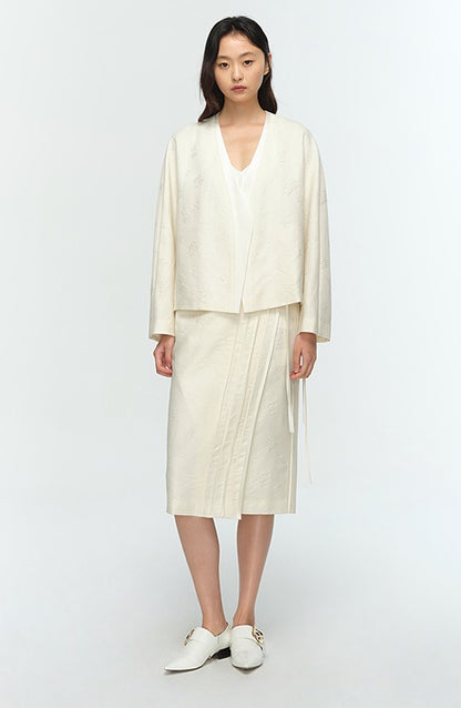 COMME MOI Lu Yan designer's new women's silk wool jacquard overlapping straight skirt - LIAM .