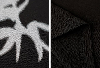 HECO Chinese Bamboo Leaf Print Short Sleeve T-Shirt - CHASE.