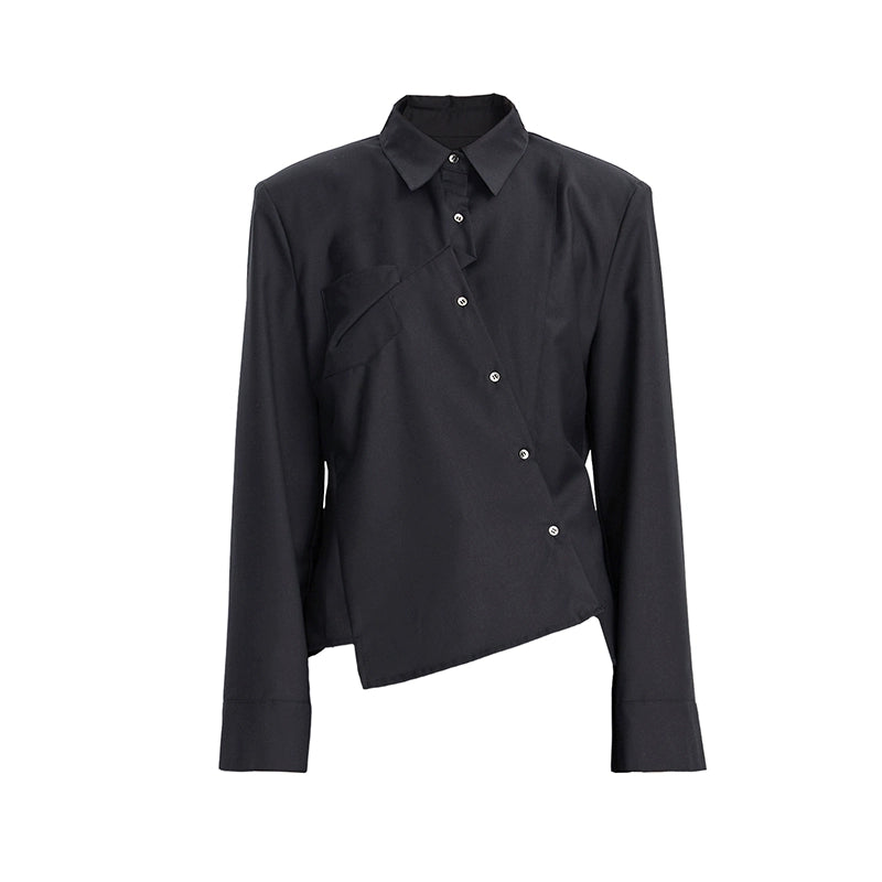 TINY IN irregular elegant women's black white shirt - NAME