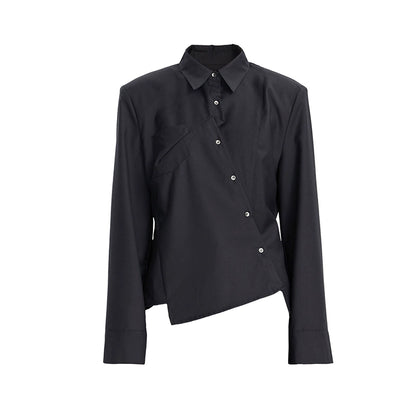 TINY IN irregular elegant women's black white shirt - NAME