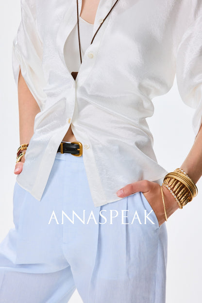 ANNASPEAK cut slightly wrinkled NAIA acetic acid slimming top mermaid skirt-NANA.