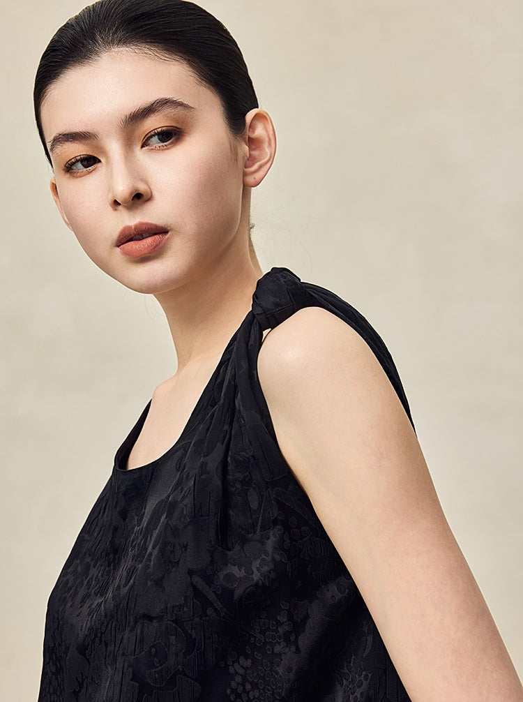 HECO Jacquard Acetic One-sided Kink White Red Black Top Woman - GOSPEL.