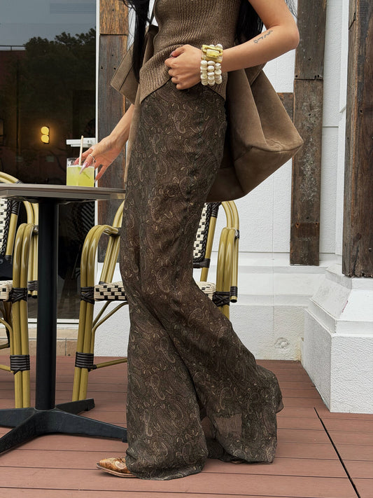 MEI SANGUAN Green printed floor-length fishtail skirt - JULIAN
