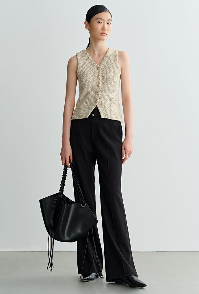 COMME MOI Lv Yan designer spring women's V-neck floral yarn knitted vest - EDEN.