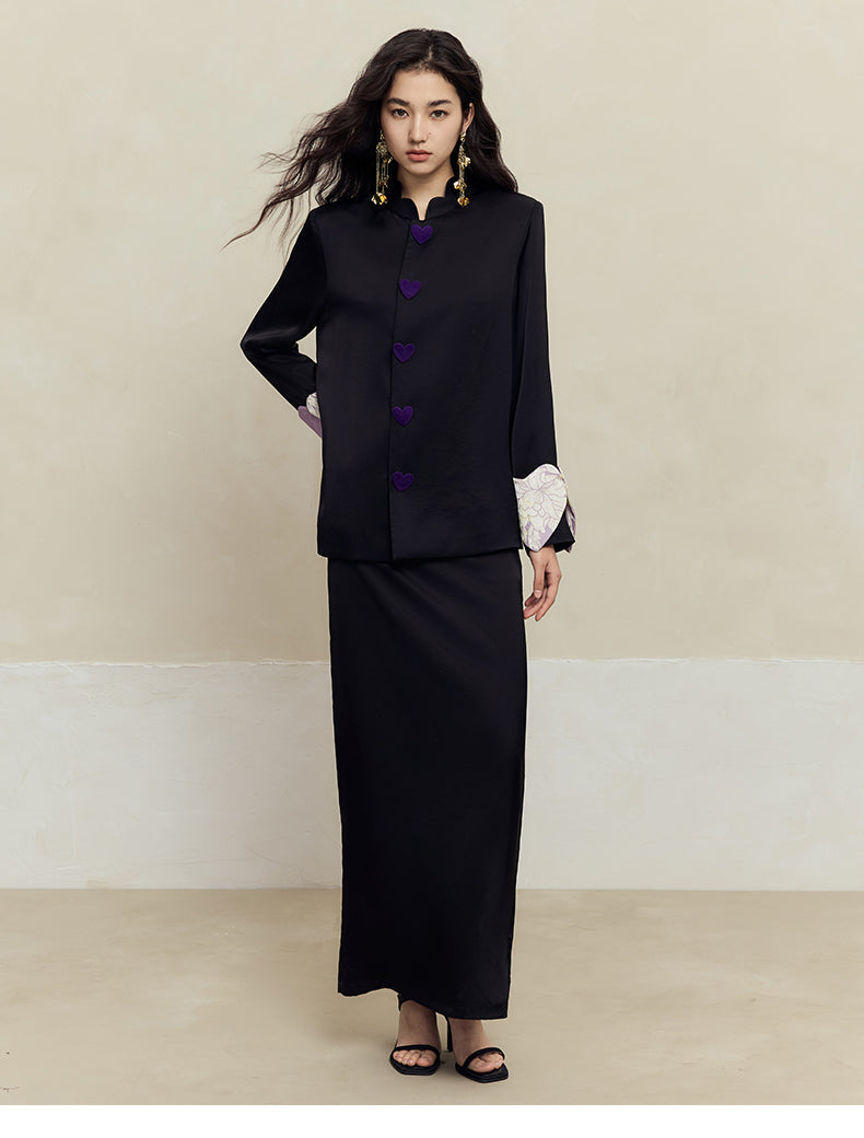 HECO Petal Stand-Up Collar Long Sleeve Blazer Women - do.