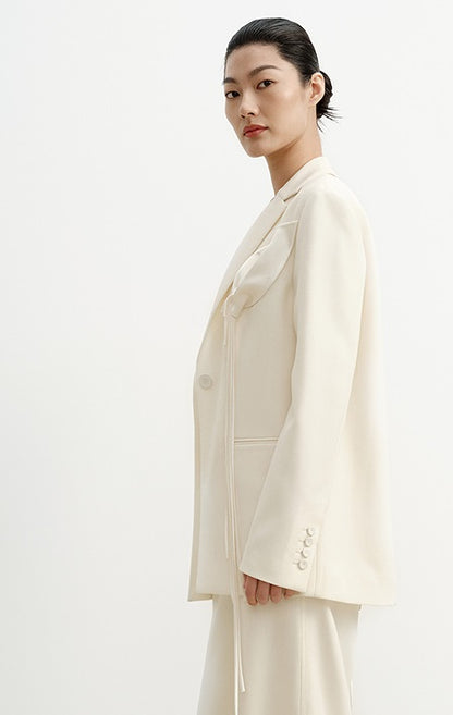 COMME MOI Lu Yan designer's new women's sheep wool flower fringe decoration suit - MANU.