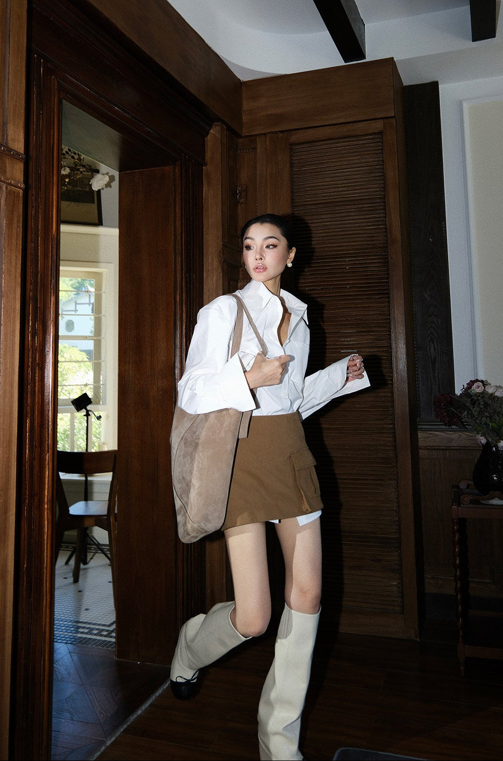 MEI SANGUAN Cargo Trench Coat & Mini Skirt Set- ALANNA