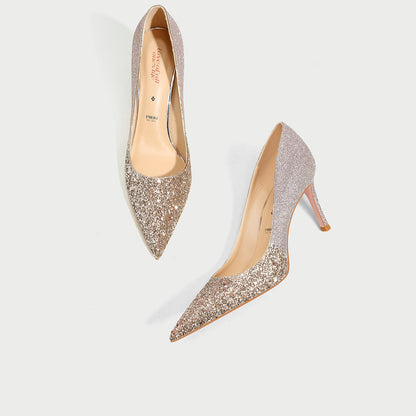 PJJUU glitter shimmering stiletto pumps shoes - ETHAN