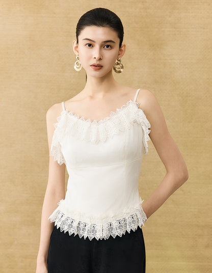 HECO Chinese High-end Acetate Lace Splicing Camisole - ZEPH.