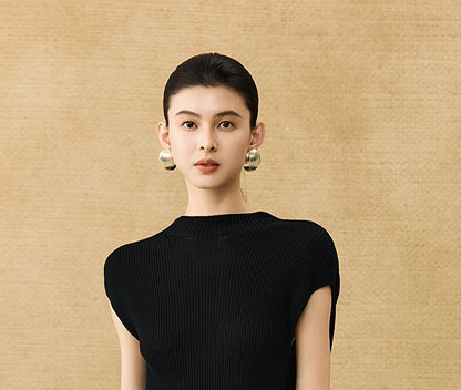 HECO Chinese comfortable neck sleeveless knitted T-shirt - QUEEN.