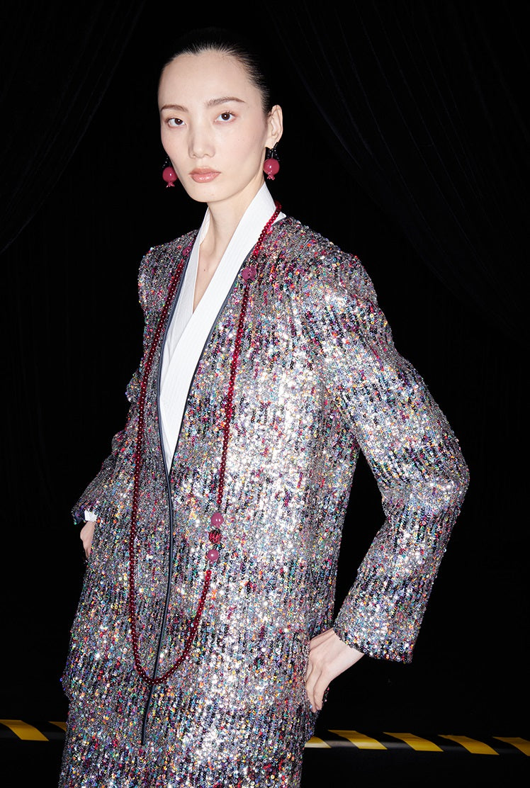 M essential Ma Kai designer Yao Ye embroidered deep V-neck straight suit - FAY.