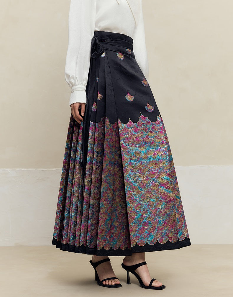 HECO mermaid scale color woven horse face skirt  high waisted long women - will.