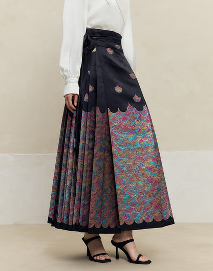 HECO mermaid scale color woven horse face skirt  high waisted long women - will.