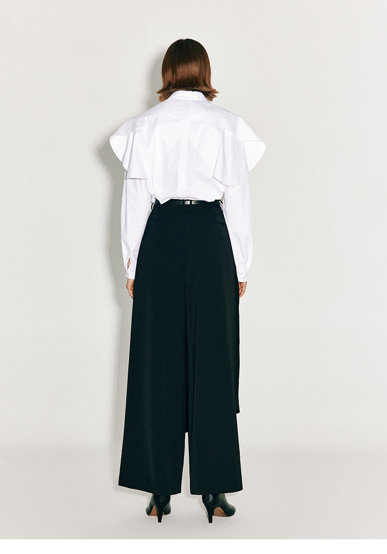 ATELIER MISS LU Arc Cut Playfully Stitched White Shirt - ATLAS