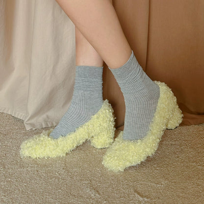 B-FEl lambswool shoes rolled mid heel-BUBA.