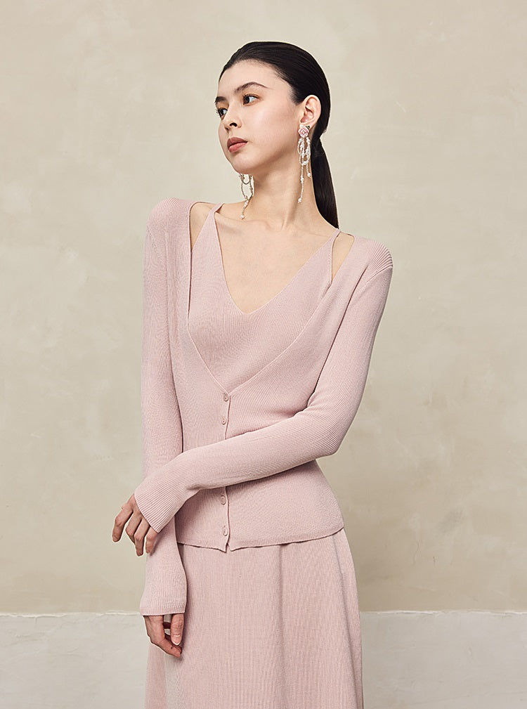 HECO Two Layered Knitted Long Sleeve Tops for Women - LIFE.