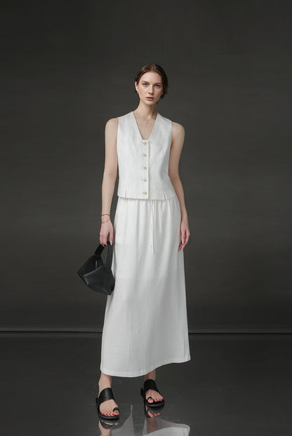 PIAOIN Women's Light Luxury Tencel Linen Skirt - GEMMA
