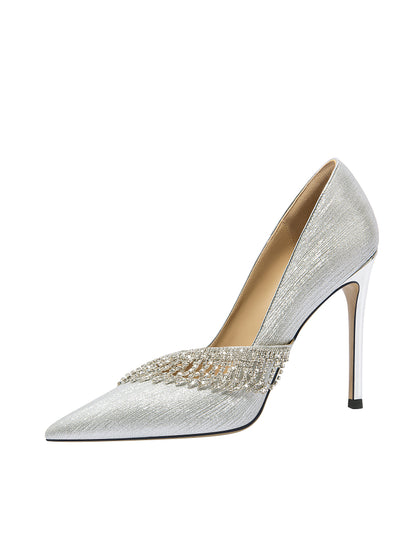 Lily Wei [Light Seeker] silver tassel banquet heels, elegant temperament, versatile pumps-ADELE