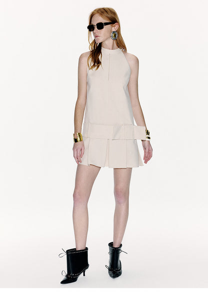 ATELIER MISS LU spring and summer Ribbon Wide Waistband A-line Pleated Dress - ADURE.