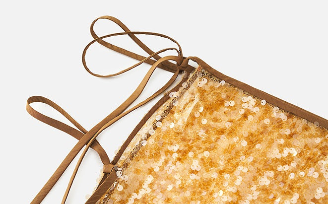 ZHUCHONGYUN sequin embroidery straight knit skirt and vest-REM.