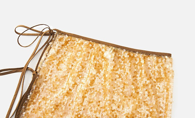 ZHUCHONGYUN sequin embroidery straight knit skirt and vest-REM.