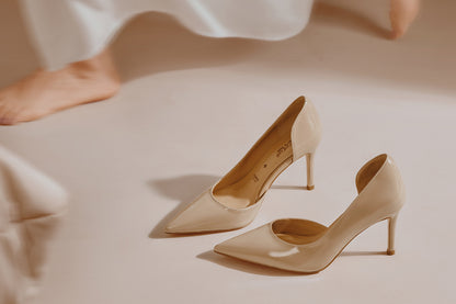 PJJUU nude pointed toe stiletto shoes - SMUG.