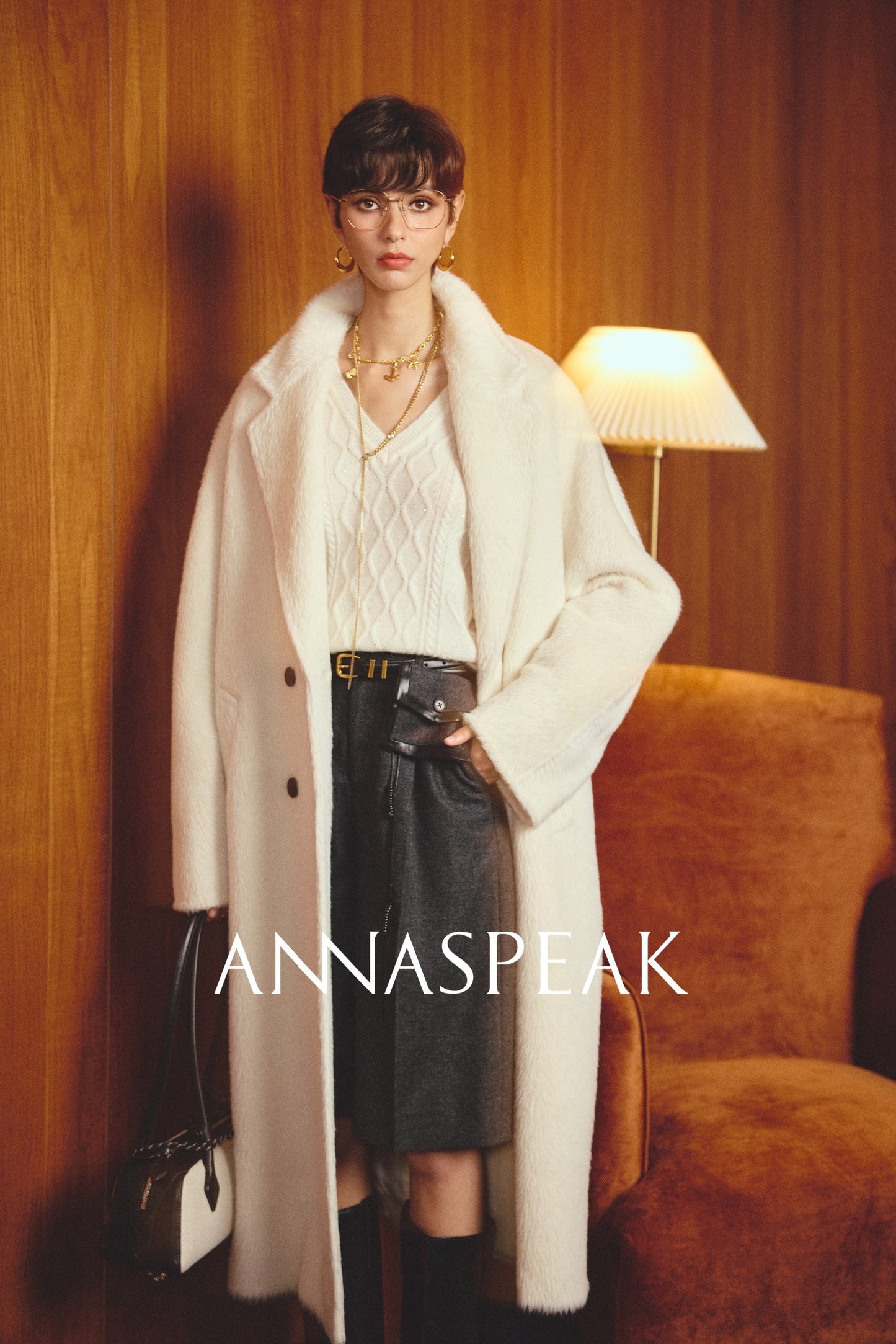 ANNASPEAK   Wool MINI Waist Bag Straight Leg Pants -COLE.