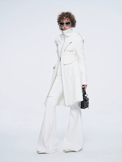 ANNAKIK niche four-pointed star function stand-up collar mid-length coat-HUILIN