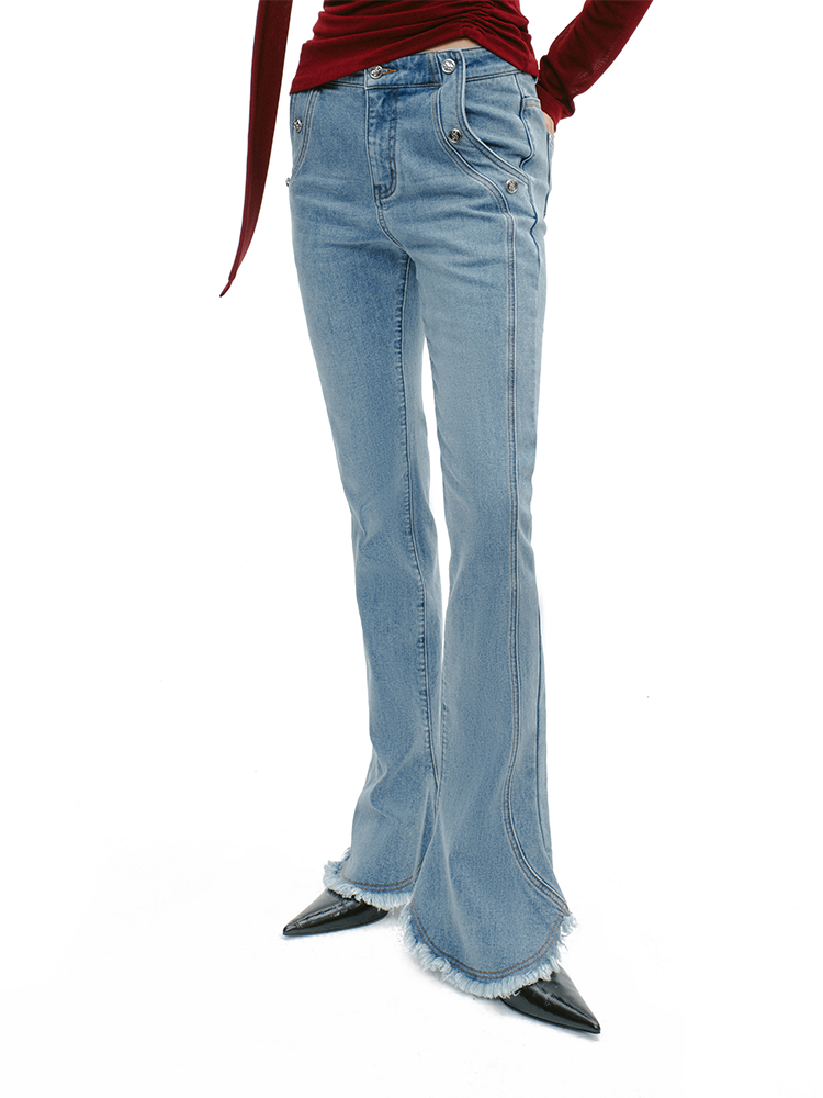 YES BY YESIR Six-Button Horseshoe Bootcut Jeans - COLLIDE.