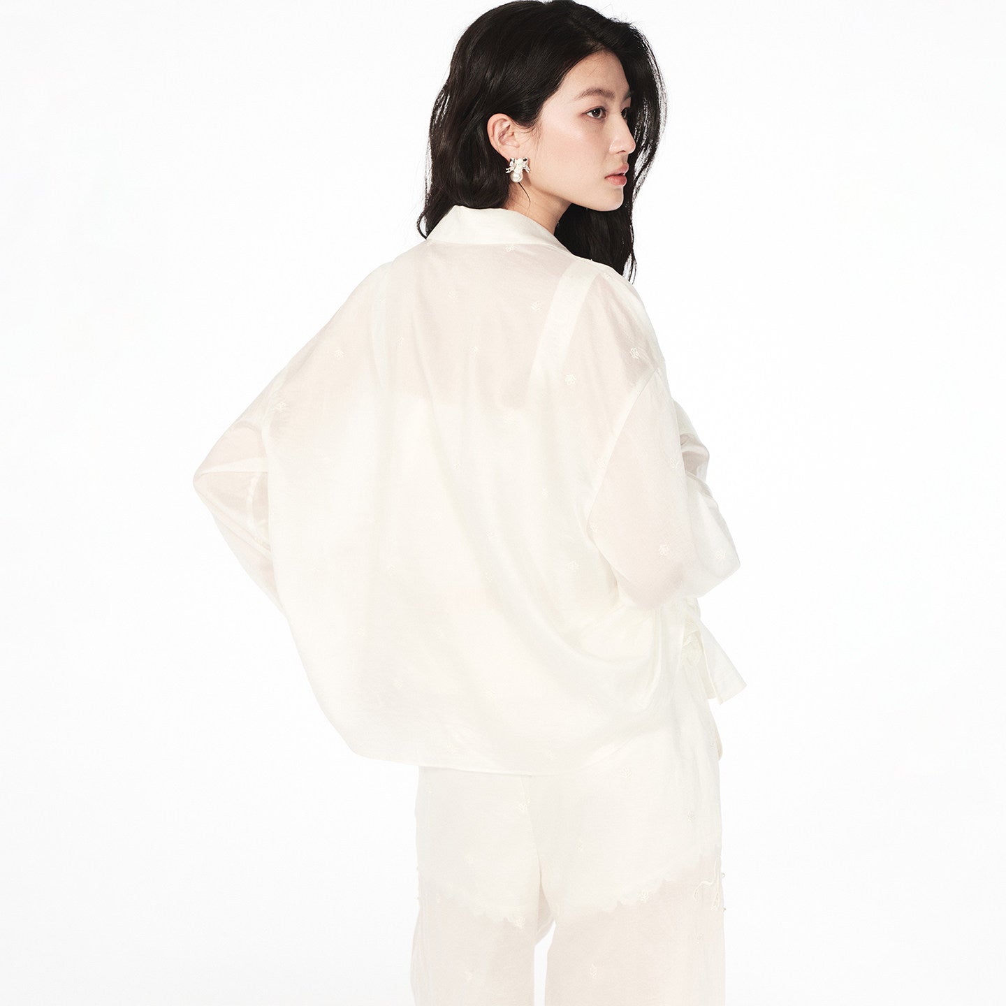 FAME rococo embroidered beaded temperament long-sleeved shirt - ELIJAH