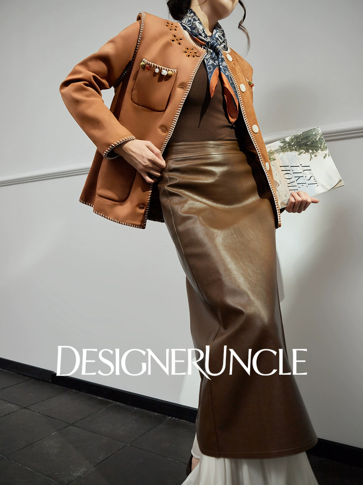 DGU "Ink Rhyme" brown jacket new retro loose commuter slimming high-end top - Emery.