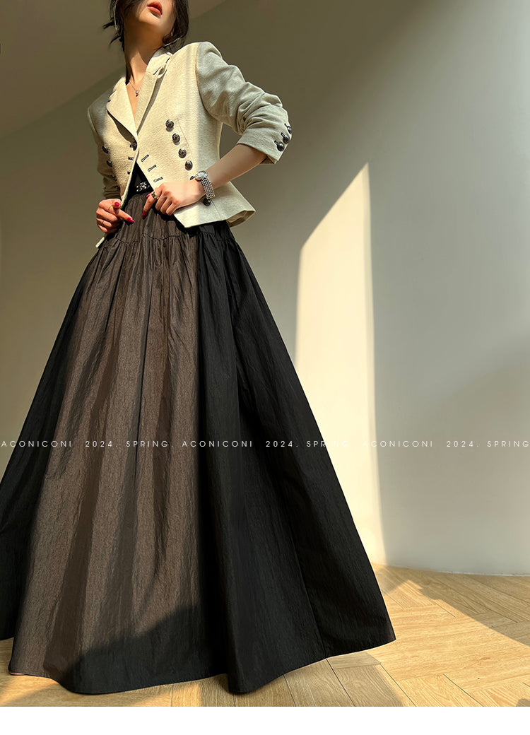 Aconiconi High End Long Sleeve Double Breasted Tuxedo French Retro Jacket Blazer- History