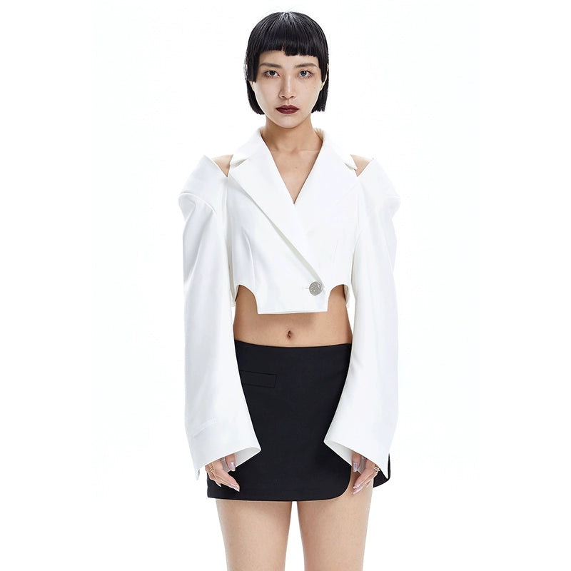 TINY IN Hollow short wide-sleeved women's off-the-shoulder Jacket -MAB