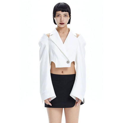 TINY IN Hollow short wide-sleeved women's off-the-shoulder Jacket -MAB