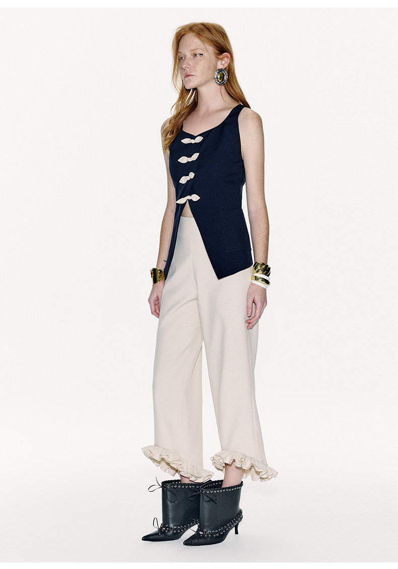 ATELIER MISS LU Genuine Hem Multilayer Rolled Straight Cropped Pants - JONAS