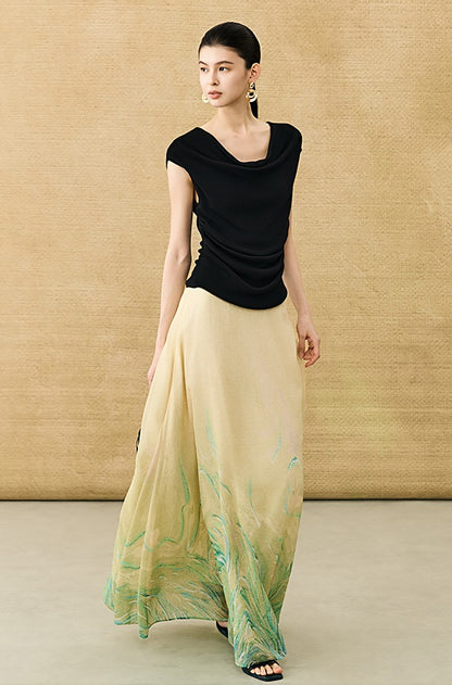 HECO Chinese Style Gradient Print Summer Temperament Charm Skirt - ZADE.