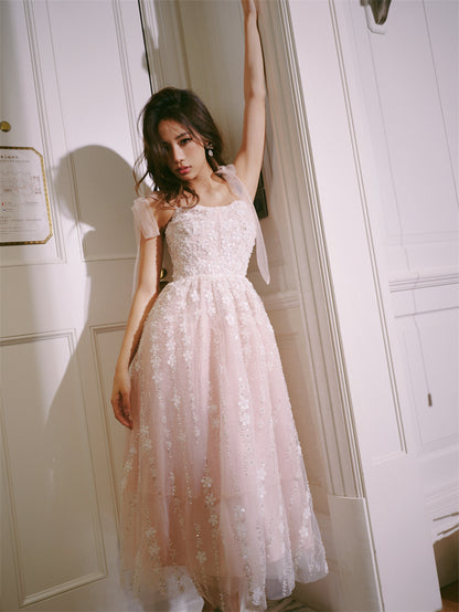 Wardrobes by Chen Luxury Pastel Pink beaded Sleeveless tulle bridal Dress-Khris
