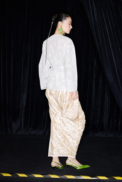 M essential Ma Kai designer Jinghui embroidered fabric upright structure long skirt - WINDA.