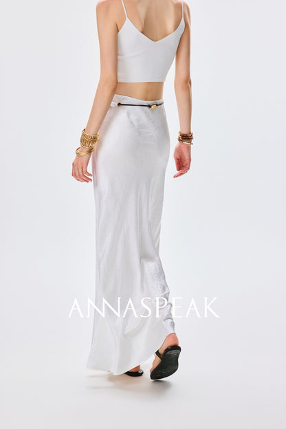 ANNASPEAK cut slightly wrinkled NAIA acetic acid slimming top mermaid skirt-NANA.