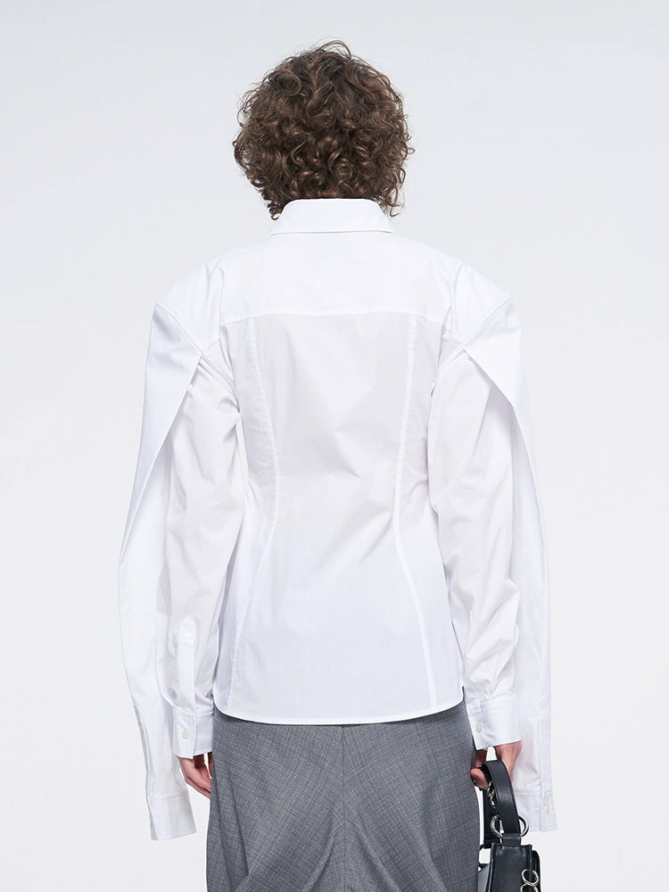 ANNAKIKI niche white double-sleeved long-sleeved shirt-LUODAN