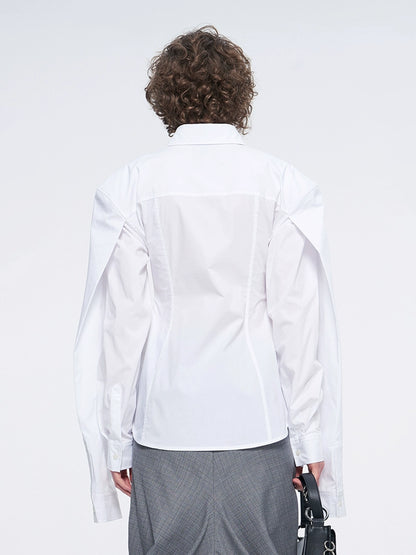 ANNAKIKI niche white double-sleeved long-sleeved shirt-LUODAN