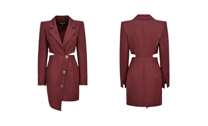 YES BY YESIR asymmetrical waistless suit dress - MENT.