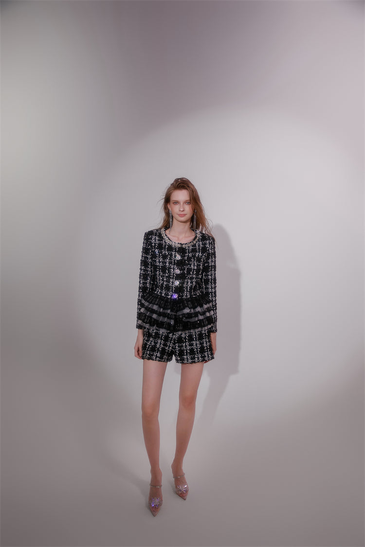 Wardrobes by Chen High End Black and White Checkered Top/Shorts-Herah