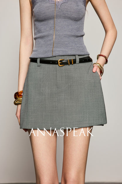 ANNASPEAK wool minimalist side zipper A-skirt-NIRA.