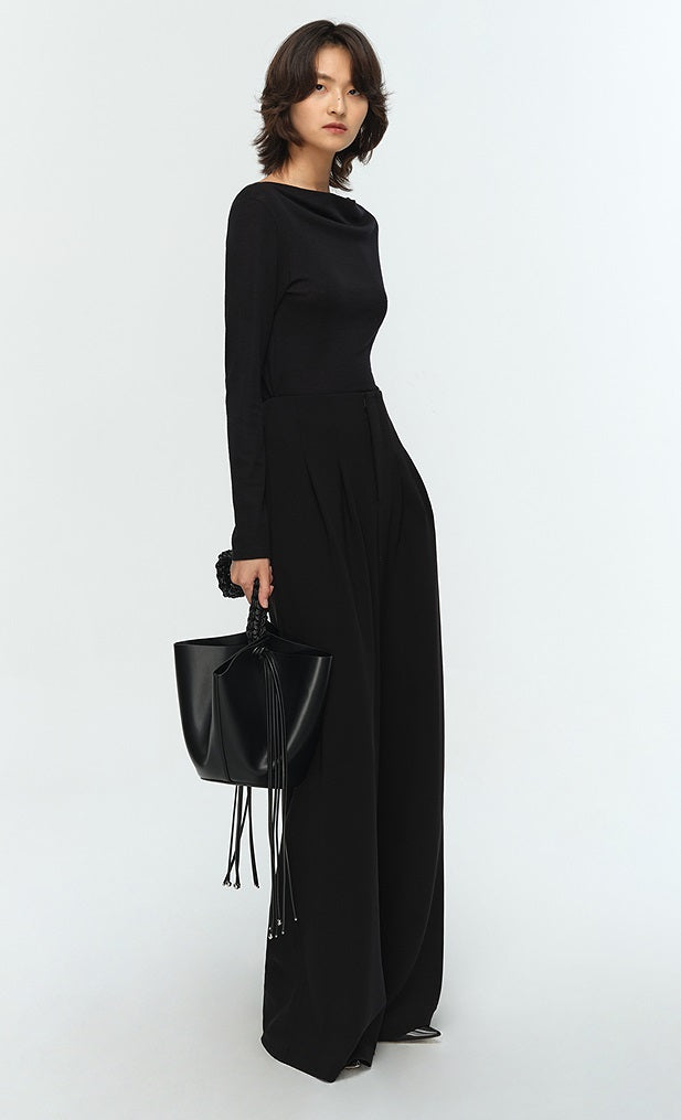 COMME MOI Lu Yan Designer's new commuter acetic high-waisted double-pleated wide-leg pants - MARD.