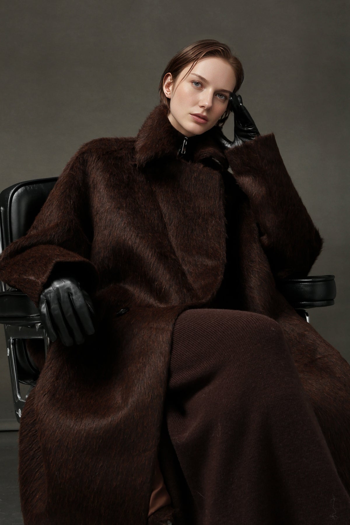 PIAOIN Luxury Peruvian Suli Alpaca Coat Women's Cocoon Double-sided Fur Coat -OMAN