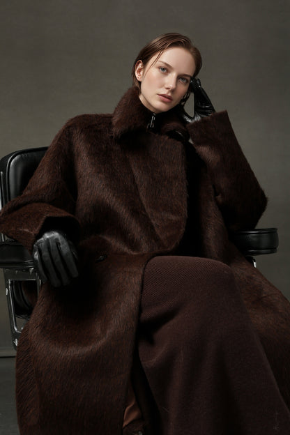 PIAOIN Luxury Peruvian Suli Alpaca Coat Women's Cocoon Double-sided Fur Coat -OMAN