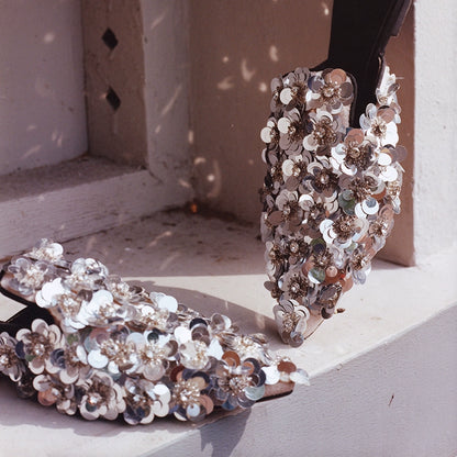 B-FEI rhinestone women's shoes glitter slippers-POOT.