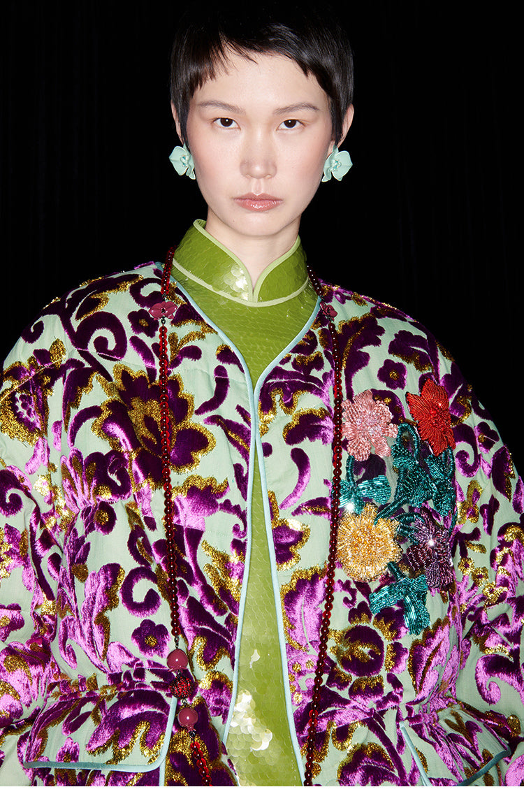 M essential Mackay designer Barcelona colourful iron-embroidered jacket dress set- four.