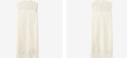 COMME MOI white silk embroidered midi dress - ISREAL.